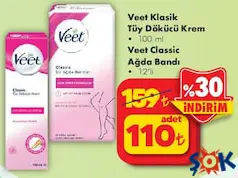 VEET KLASİK TÜY DÖKÜCÜ KREM 100 ML/KLASİK AĞDA BANDI 12'Lİ